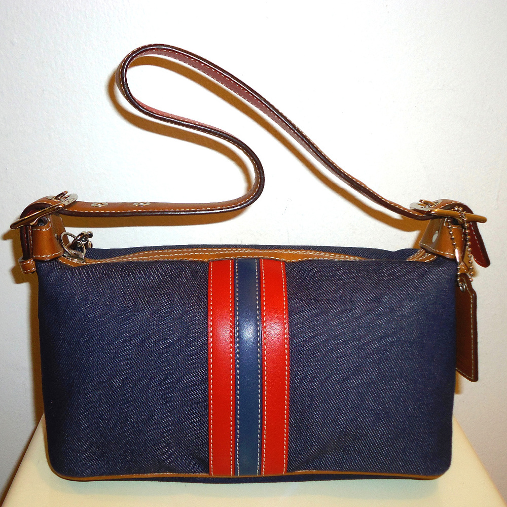 Coach Denim/Leather Baguette